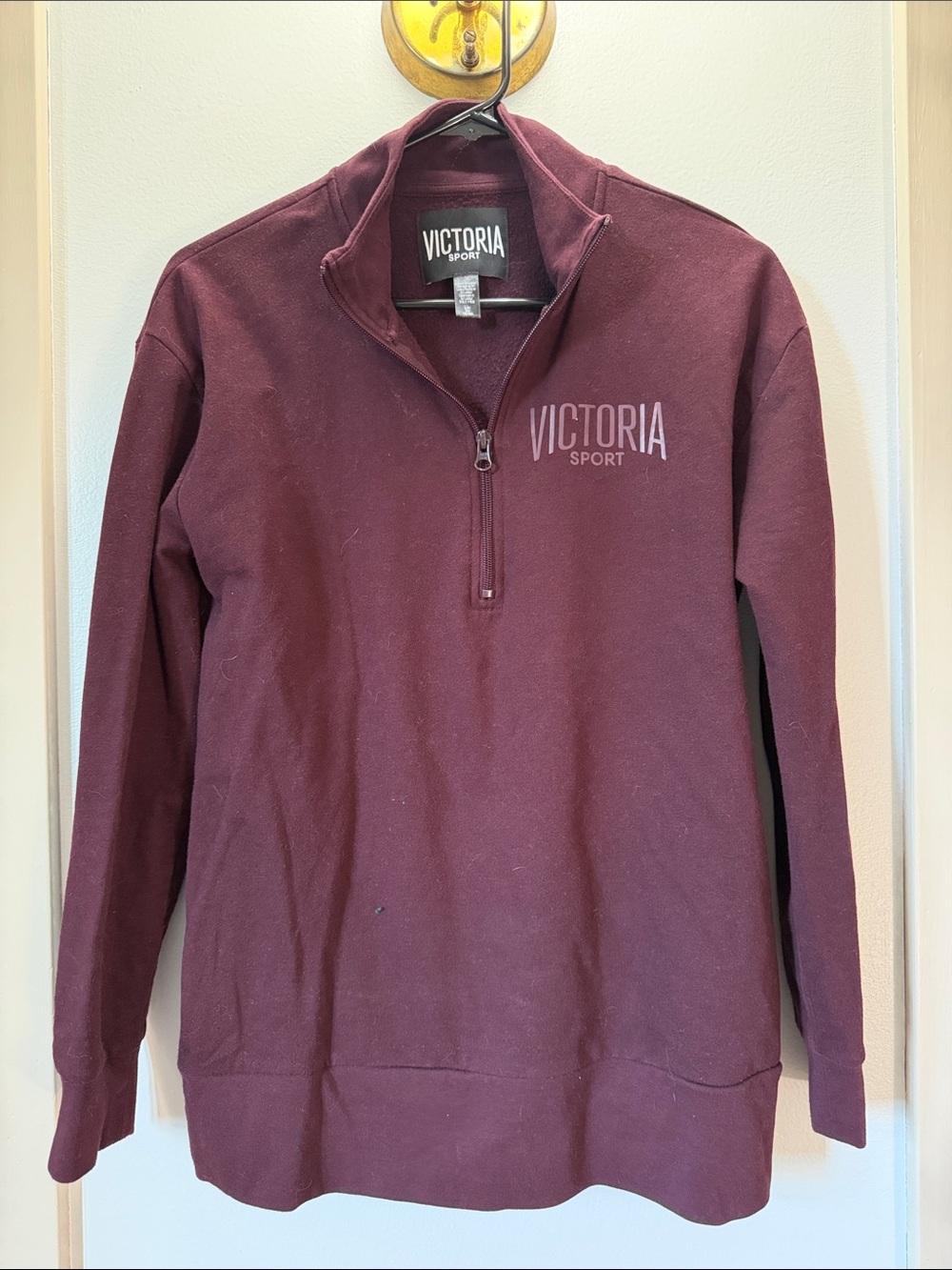 Victoria Sport Women's Burgundy Quarter-Zip Turtleneck Sweater